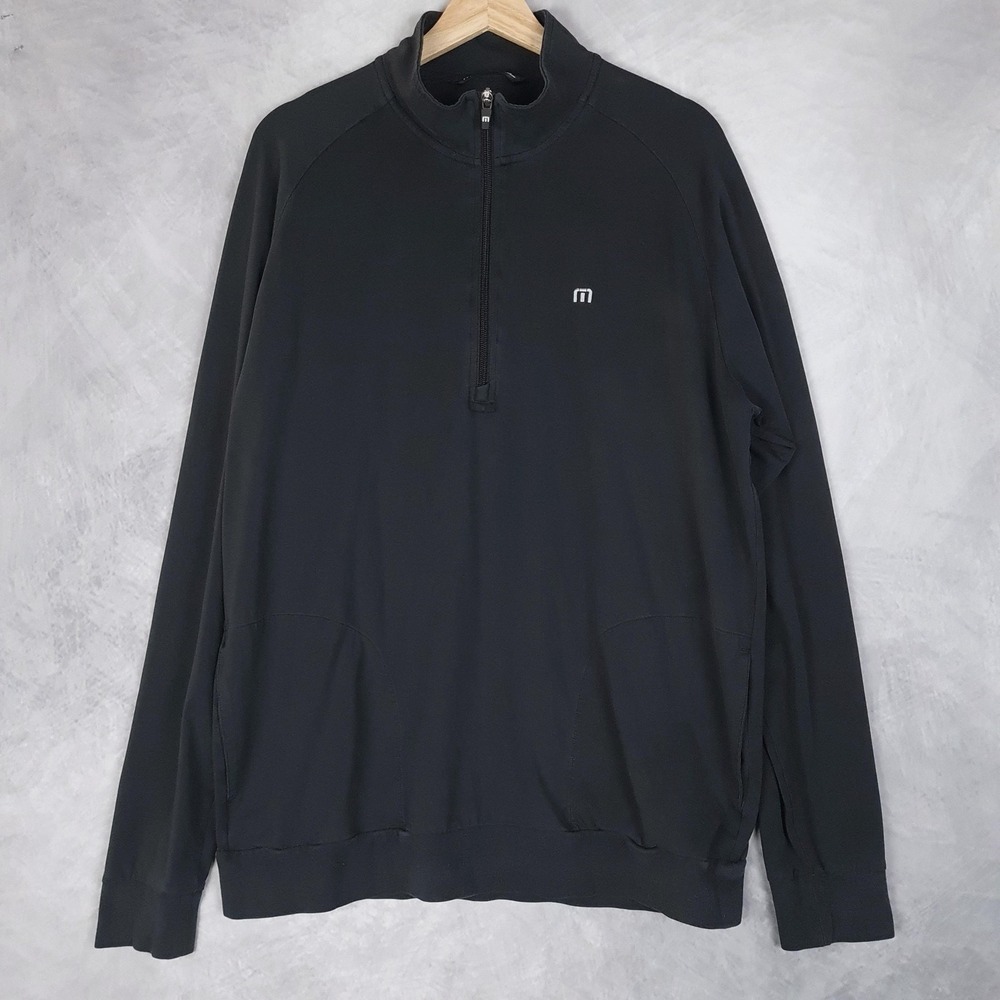 Travis Mathew 1/4 Zip Pullover Mens XL Black Golf Stretch Mock Neck